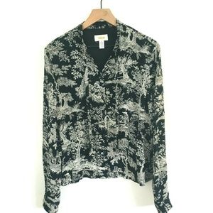 Talbots Black Forest Print Blouse